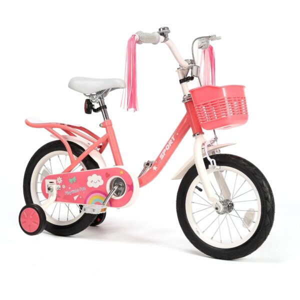 BODIOO Kinderfahrrad 12/14 Zoll mit Stützrädern, Rosa