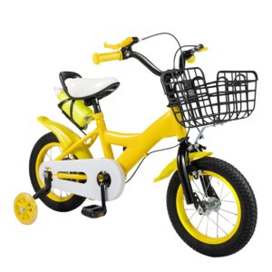 HUOMMGS Kinderfahrrad 12 Zoll, verstellbar, mit Stützrädern