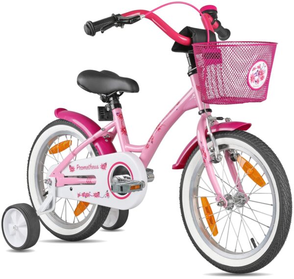 PROMETHEUS® 16 Zoll Kinderfahrrad in Rosa-Weiß
