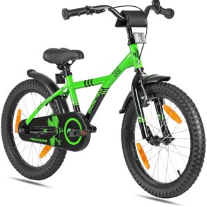 PROMETHEUS Kinderfahrrad 18 Zoll für Jungen, Grün-Schwarz