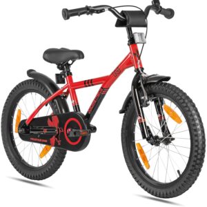 PROMETHEUS Kinderfahrrad 18 Zoll Jungen, Rot Schwarz