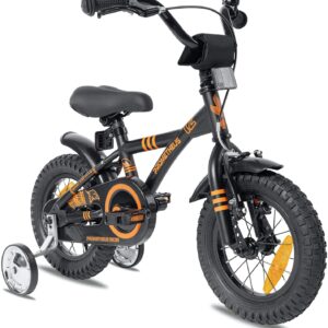 PROMETHEUS Kinderfahrrad 3 Jahre - 12 Zoll, Schwarz Orange