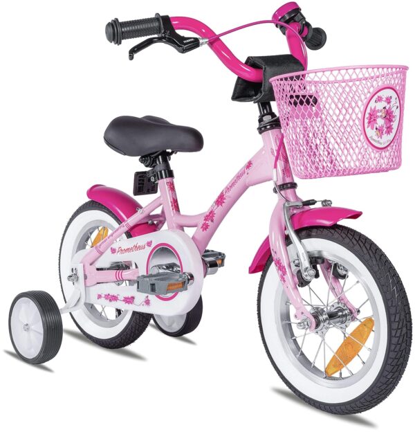 PROMETHEUS Mädchenfahrrad 12 Zoll mit Stützrädern, Pink